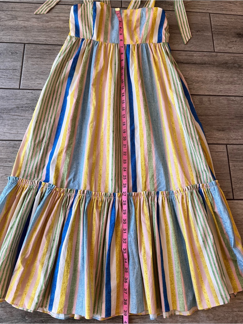 Cara Cara Campbell Summer Midi Dress Basketweave Multi Stripe, Size XS - Picture 7 of 9